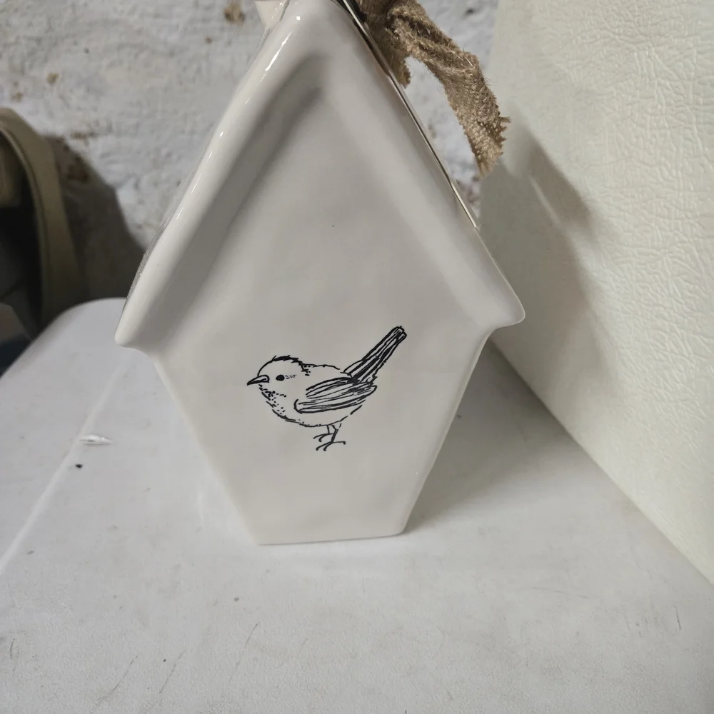 Perch White Ceramic Birdhouse
